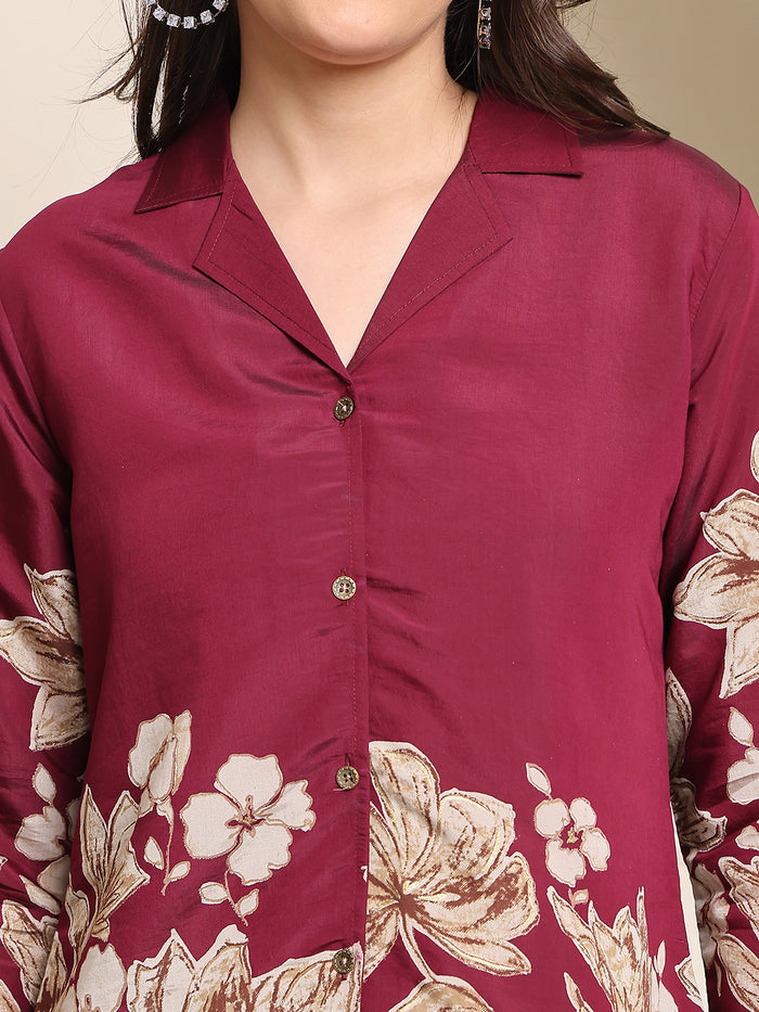 F#255 Wine Floral Co-ord Set