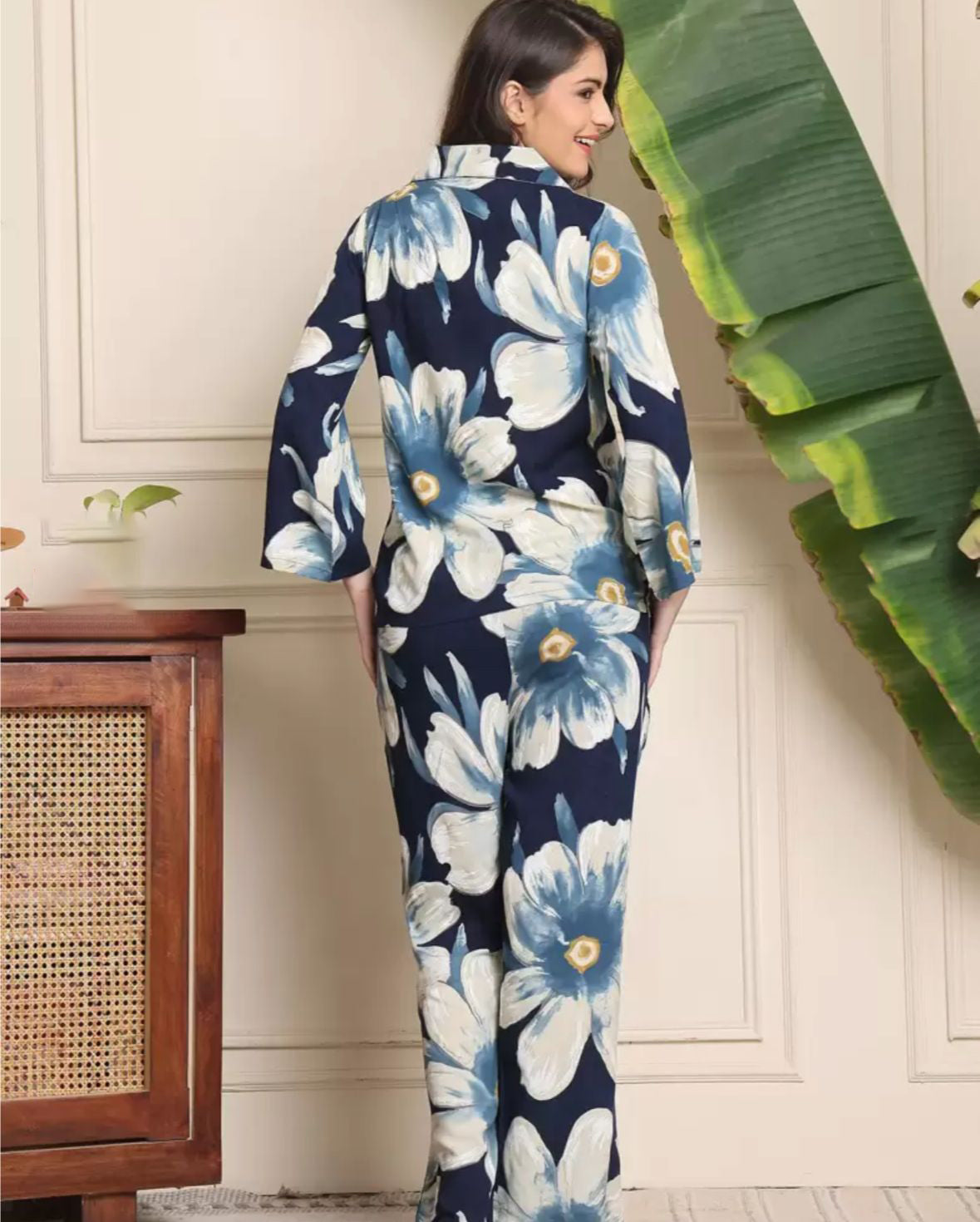 White & Blue Flower Co-ord Set