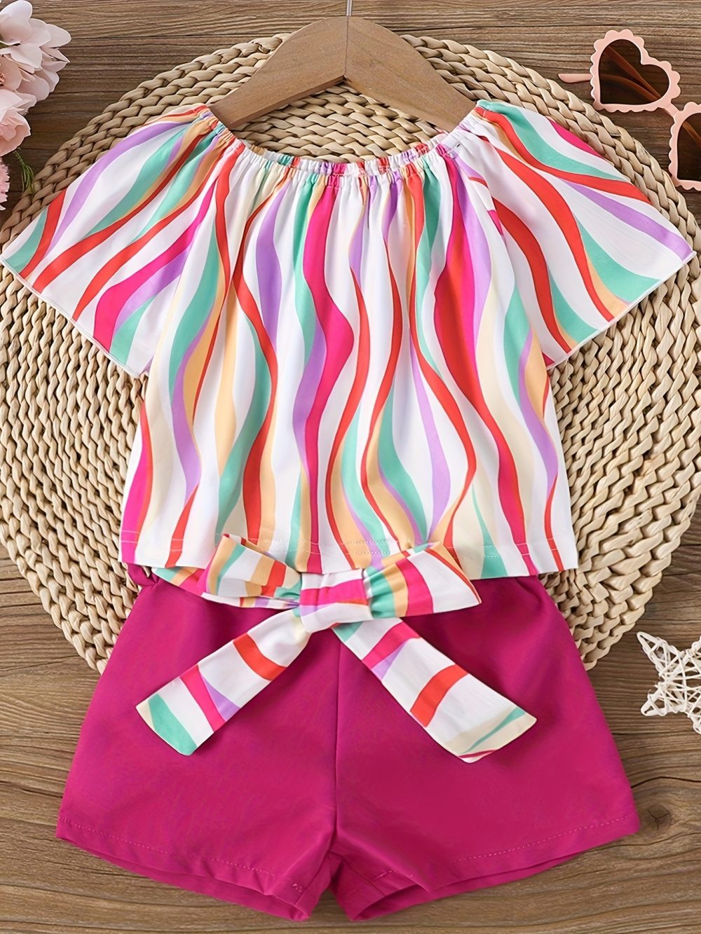 Rainbow Half Sleeves Kids Short Set