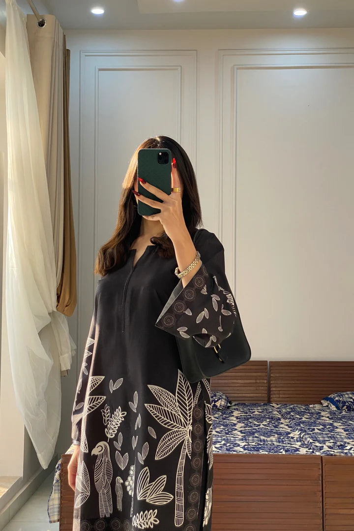 Black Floral 2 Pcs Co-ord Set