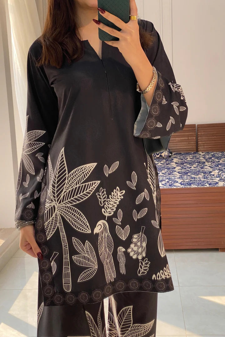 Black Floral 2 Pcs Co-ord Set