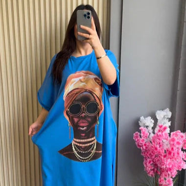 Art-inspired Drop Shoulder Maxi Tee