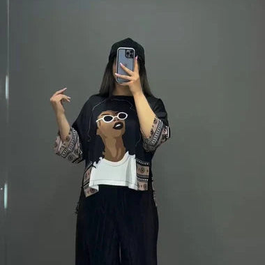 luxury 2 Pcs Silk Printed Co ord Set