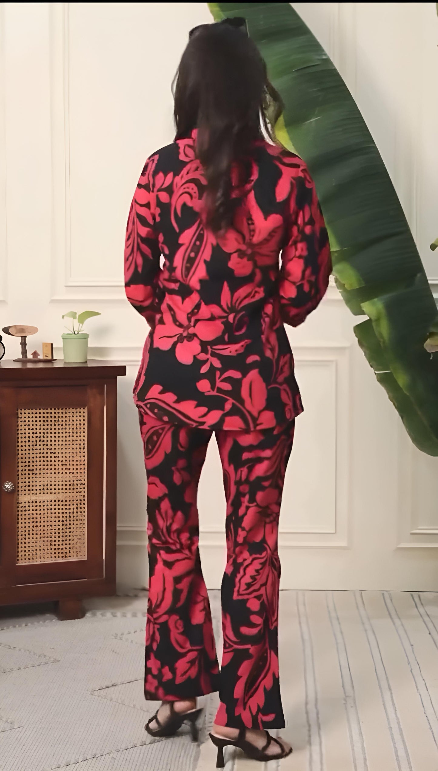 Black & Red Printed Co-ord Set