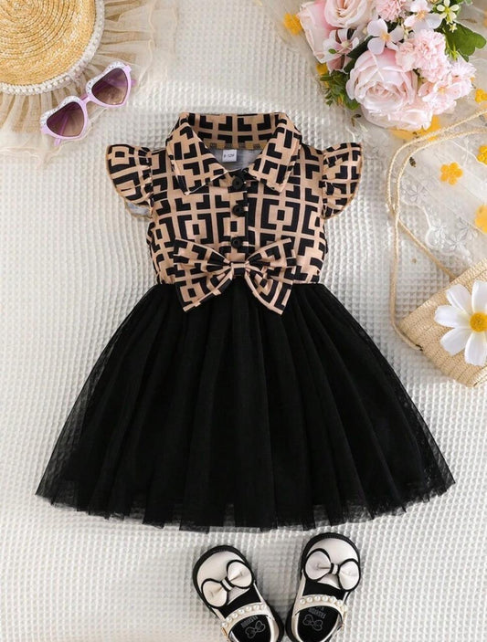 Elegant Bow Tulle Party Dress for Girls