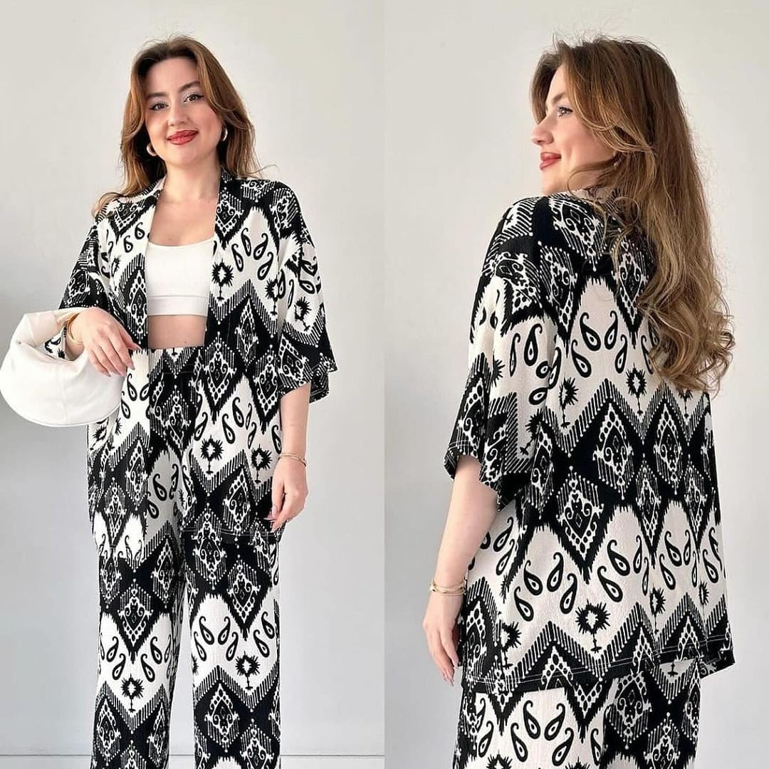 CHIC IKAT PRINT 2-PIECE SET - STYLISH CO-ORD SET