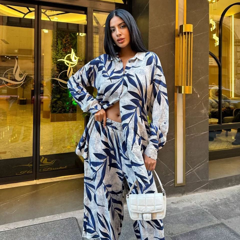 2 PCS LEAVES PRINTED CO-ORD SET