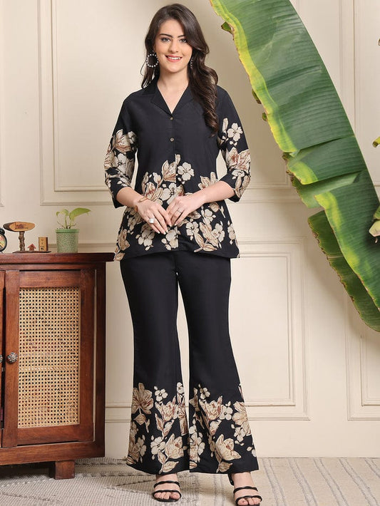F#255 Black Floral Co-ord Set