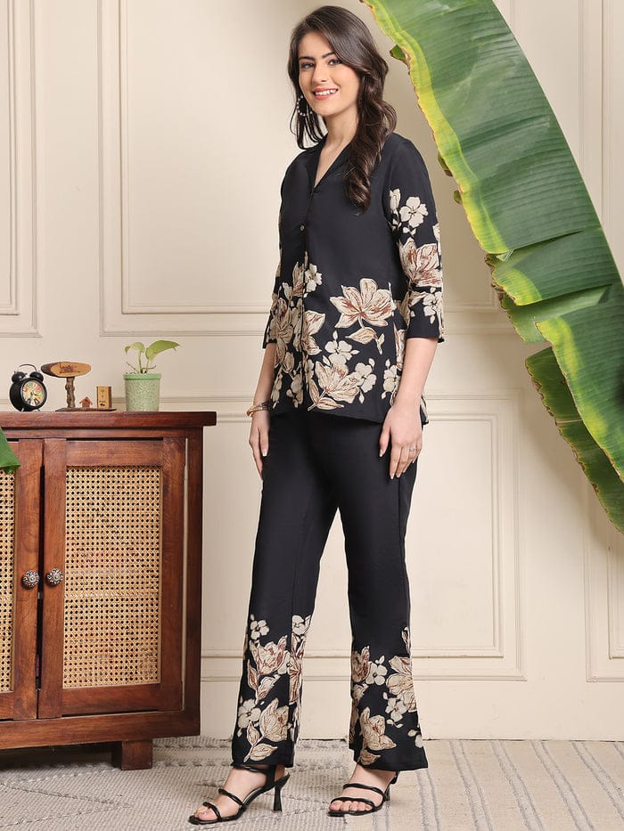 F#255 Black Floral Co-ord Set