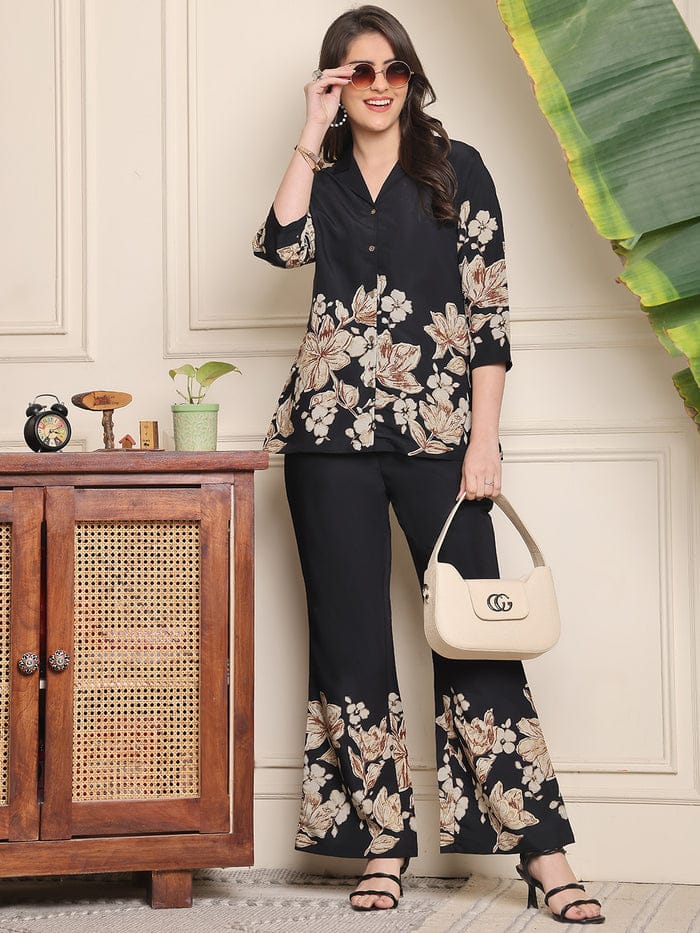 F#255 Black Floral Co-ord Set