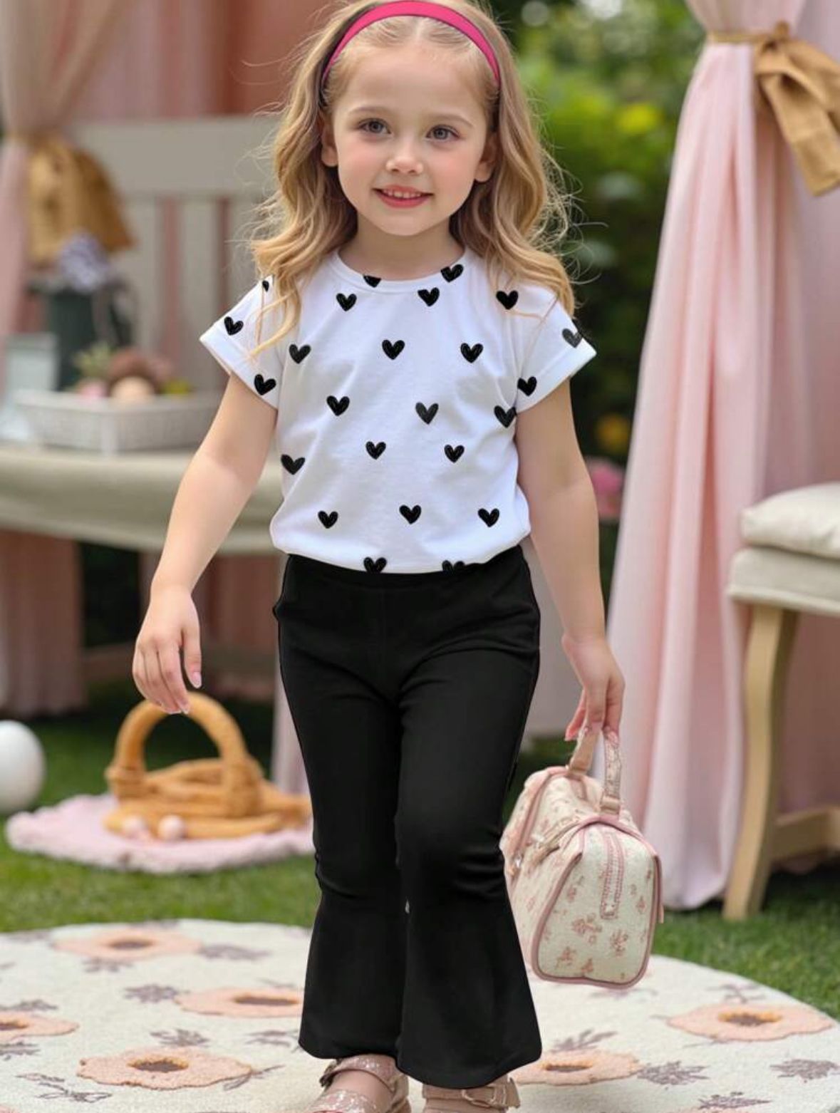 Black Heart Print Two piece Set