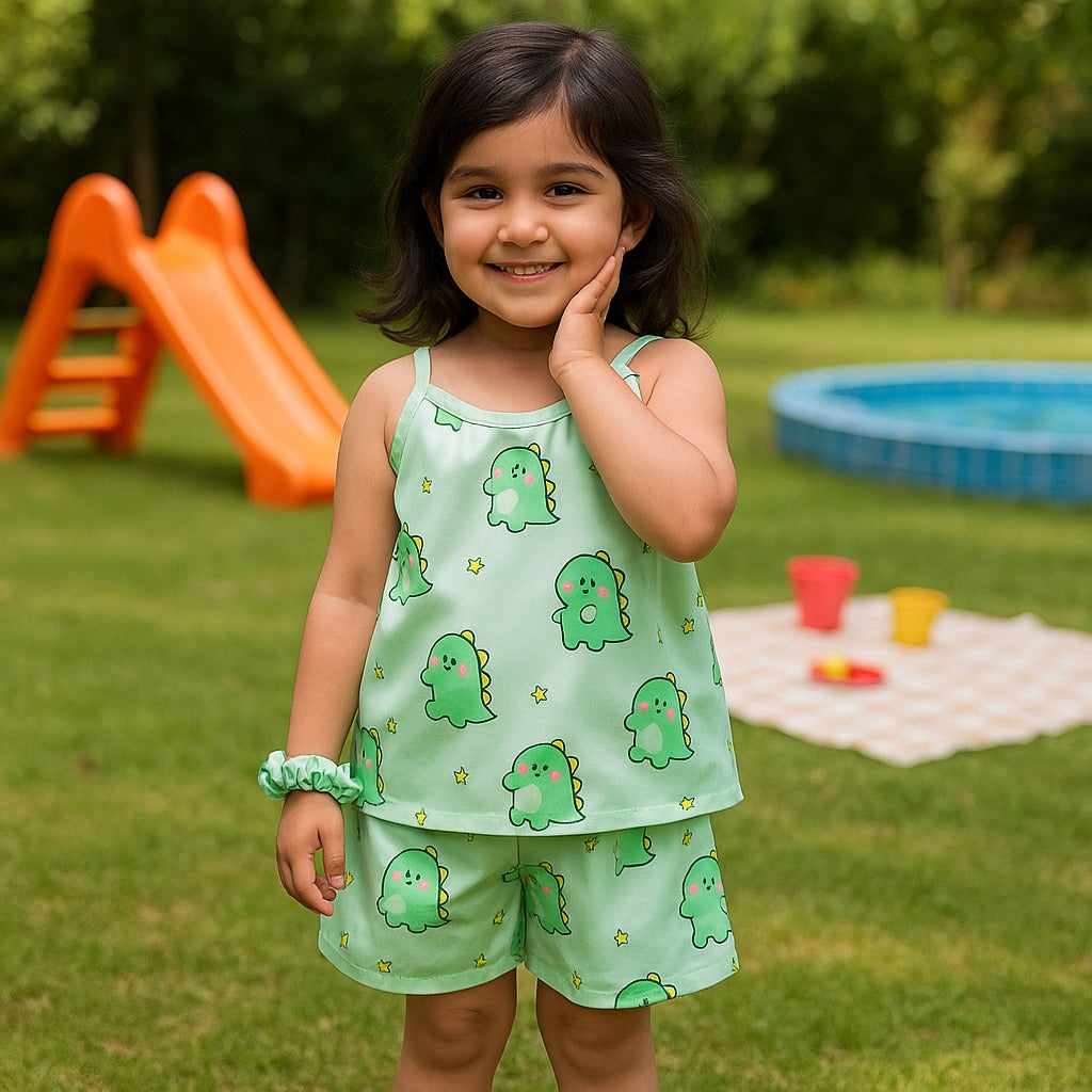 Mint Dino Dreams Kids Short Set