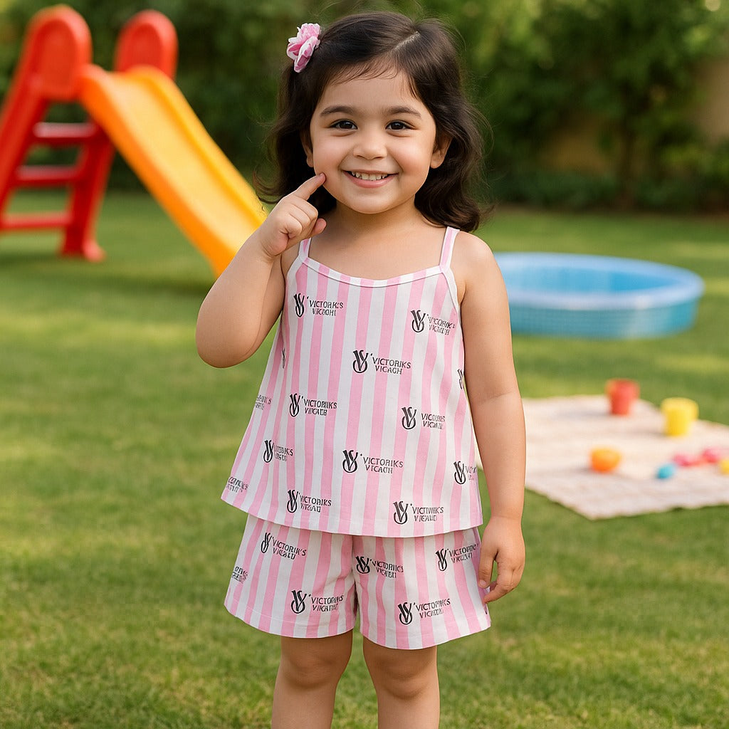 Signature Stripe Kids Short Set