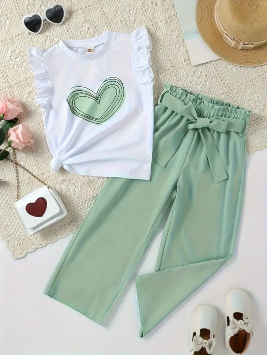 Green Heart Top & Pants