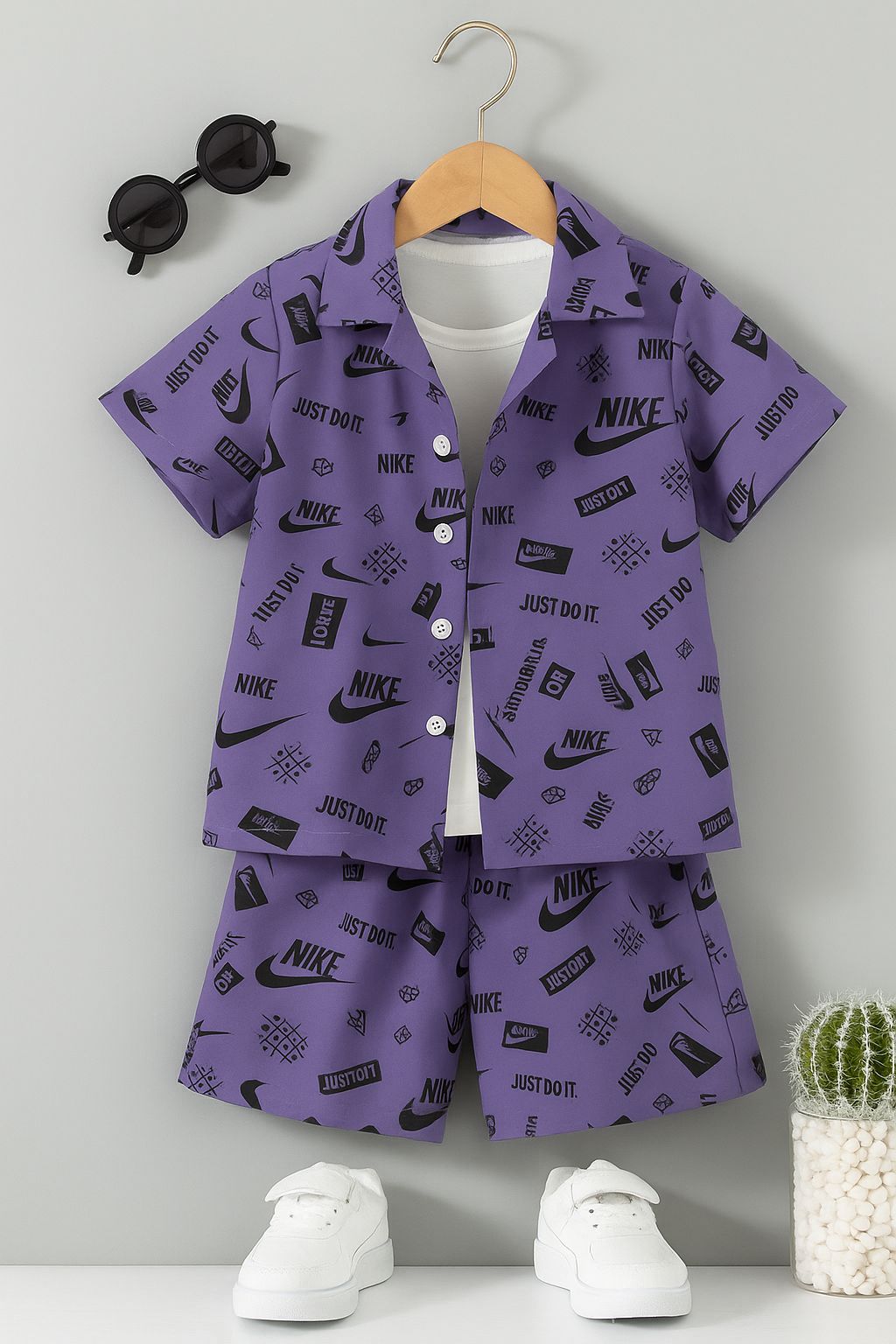 Purple Nike Kids Short Set