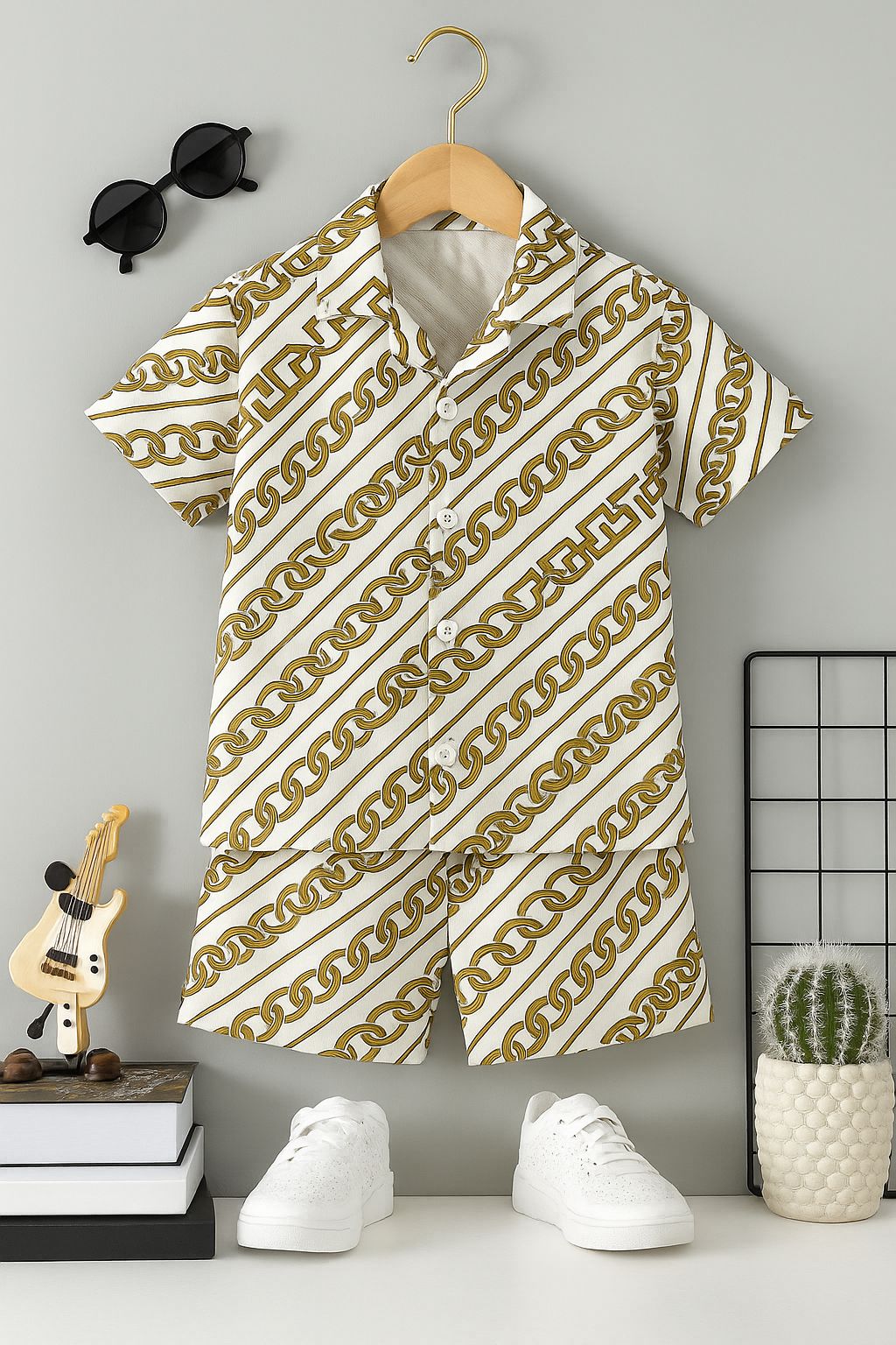 Baby Boy 2 Pcs Chain Print Short Set