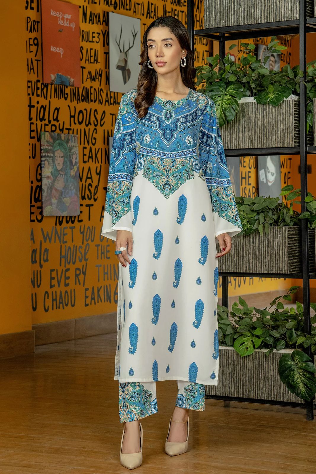 Blue Paisley Long Dress