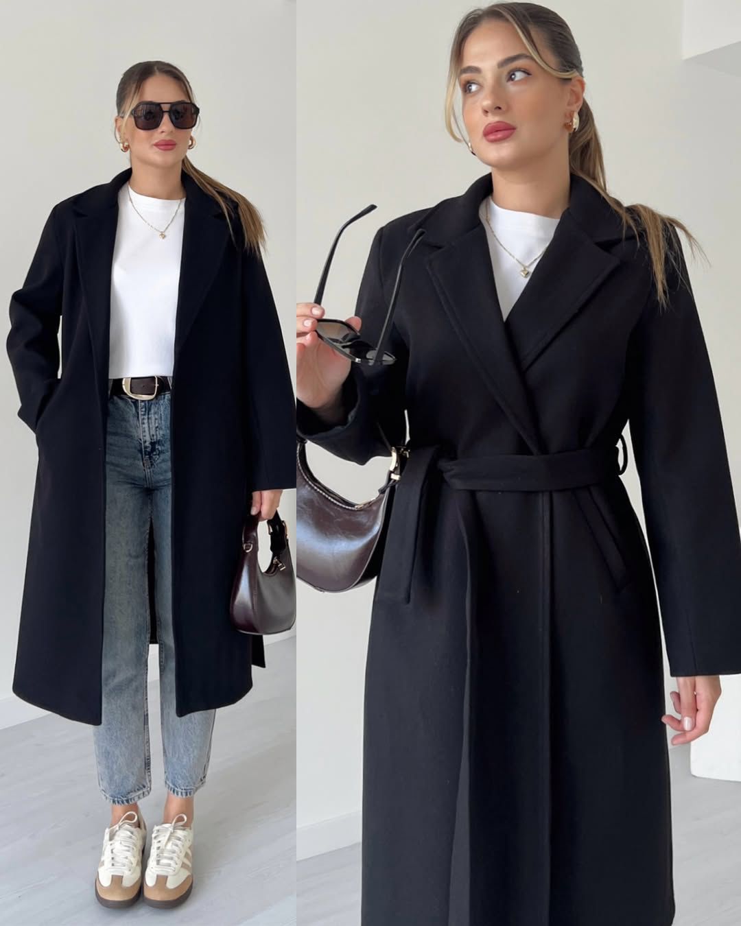 Classic Noir Belted Coat