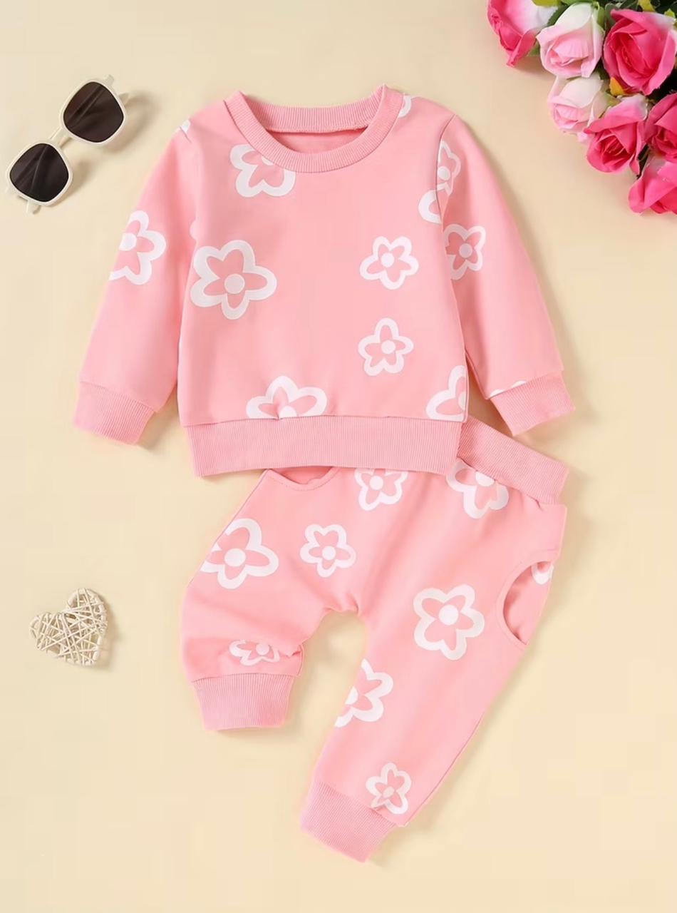 Pink Cosy Flower Two-Piece Set