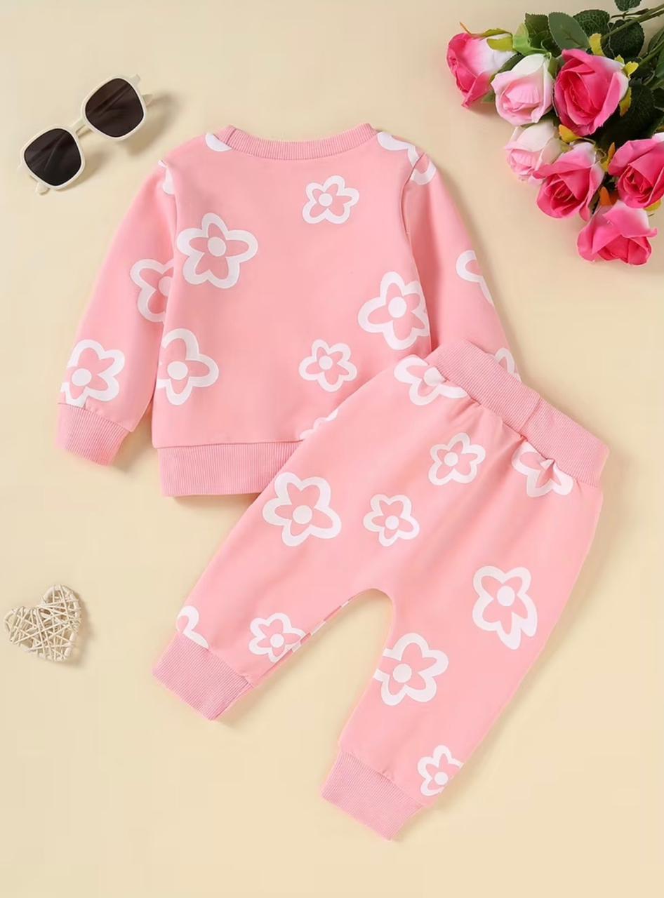 Pink Cosy Flower Two-Piece Set