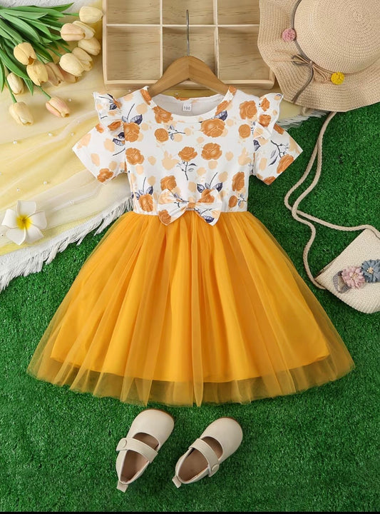 Girls Yellow Tulle Princess Party Dress