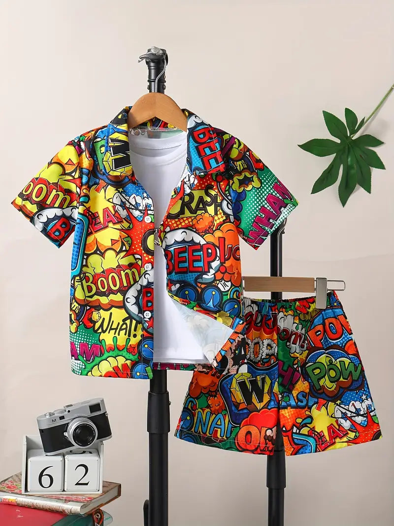 Comics Pattern Kids Short Set