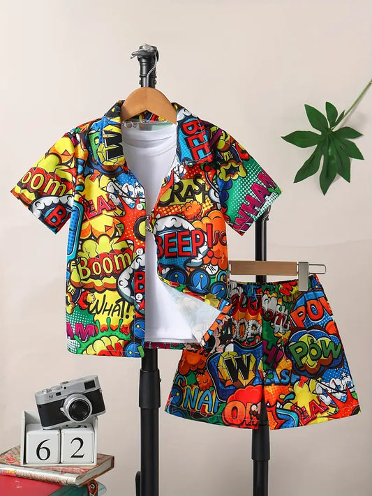 Comics Pattern Kids Short Set
